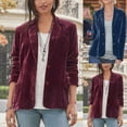 thumbnail image 5 of VEKDONE 2025 Clearance Womens Velvet Blazer Cozy Lightweight Outerwear Retro Buttons Long Sleeve Pokets Jacket Cardigan Coat Office Blazers, 5 of 5