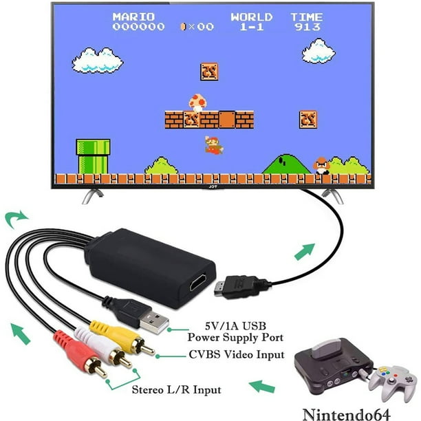 Cable HDMI a RCA convertidor HDMI a RCA AV 3RCA CVBS compuesto a 1080P HDMI adaptador de audio y video compatible con NTSC para HDTV Apple TV PC portatil Xbox DVD etc