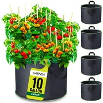 Garnen 10 Gallon Garden Grow Bags (5 Packs), Vegetable/Flower/Plant Growing Bags, Heavy Duty Thickened Nonwoven Fabric Smart Pots Planter with Reinforced Handles for Outdoor and Indoor Planting