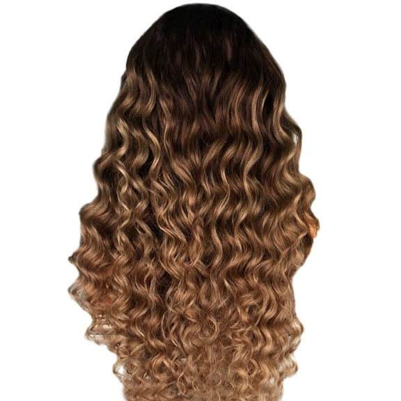 〖DOPI〗Women's Fashion Wig Brown Synthetic Hair Long Wigs Wave Curly Wig