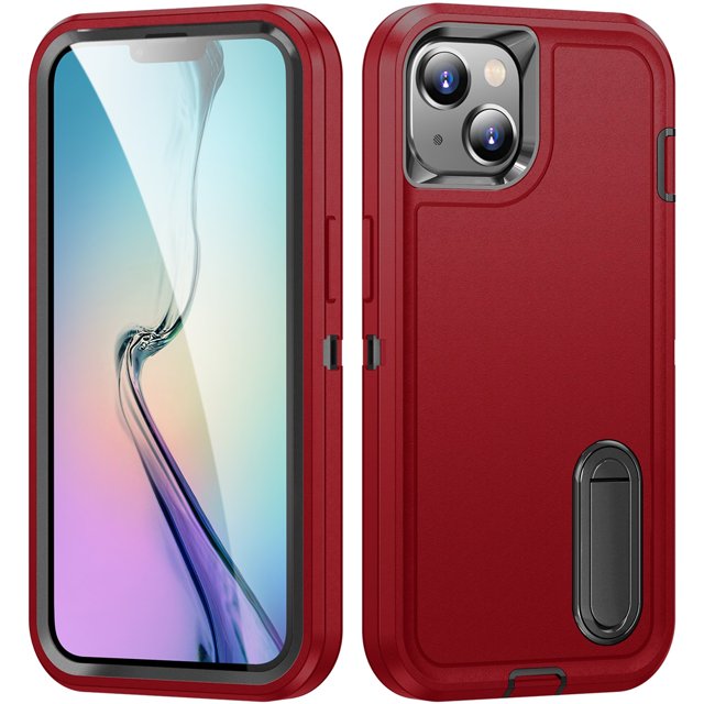 for iPhone 14 Plus Case, iPhone 14 Plus Phone Case with Built in Kickstand, Shockproof/Dustproof/Drop Proof Heavy Duty Military-Grade Rugged Protective Cover for iPhone 14 Plus,Red