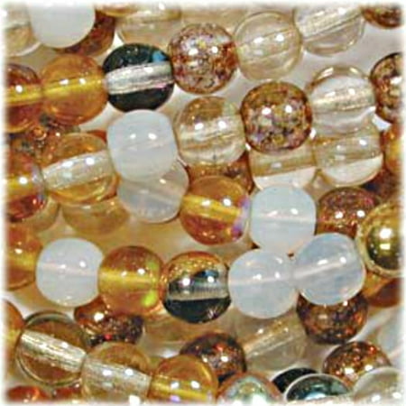 - Czech Glass Druk 4mm Round Honey Butter Mix