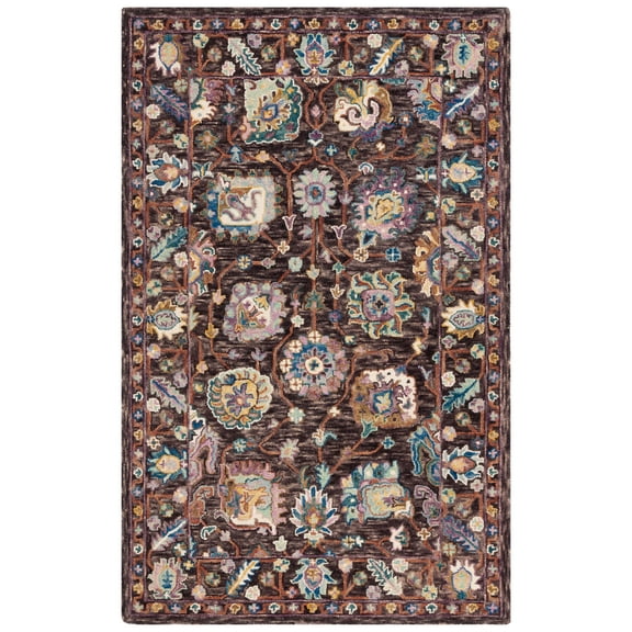 SAFAVIEH Blossom Atanas Floral Area Rug, Charcoal/Lavender, 4' x 6'