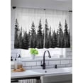 thumbnail image 5 of Sheer Curtains 54 Inch Length, Black Mist Forest Semi Sheer Curtains Light Filtering Window Treatment, Retro Country Watercolor Tree Scenery Privacy Voile Drapes for Living Room Bedroom 52x54 Inch, 5 of 7