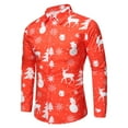 thumbnail image 2 of FAOWME Men's Christmas Shirt Long Sleeved Lapel Buttons Snowflake Reindeer Printed Fashion Comfortable Blouse Tops For Casual Daily Wear Red Xl, 2 of 2