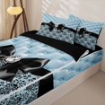 thumbnail image 3 of Manfei Retro Damask Baroque Zipper Twin Comforter Sets with Fitted Sheet and 2 Pillowcases,Black Dreamy Bowknot Zipper Bedding Set,Black Reversible,4 Pieces, 3 of 7