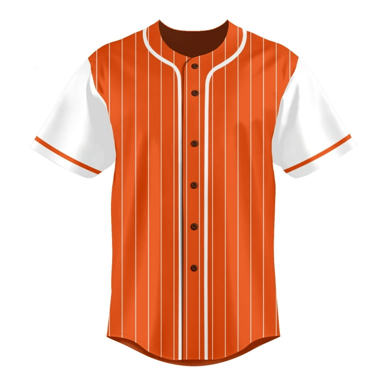 Baseball Jersey Striped Shirt for Men Short Sleeve Button Down