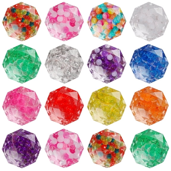 Knisume Glitter Squishy Toy - Colorful Bead Grape Drop Squeeze Ball for Stress Relief, Sensory Fidget Toy, Office Desk Decompression,White