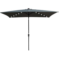 10FT Patio Offset Umbrella w/Solar LED Lights Rectangular Outdoor Cantilever Hanging Umbrella w/Crank UV Protection Sun Shade for Market Garden Lawn Backyard Poolside