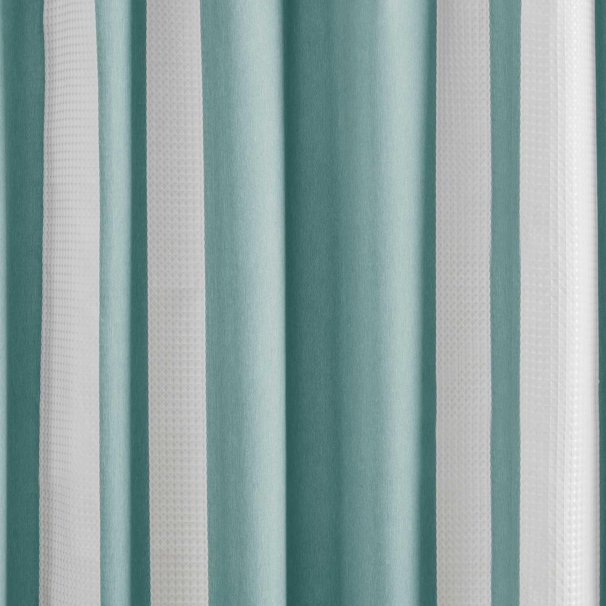 Better Homes & Gardens Waffle Weave Stripe 90 Degree Turn Shower Curtain 72x72, Aqua Blue
