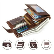 Tomtoc Slim Minimalist Front Pocket Rfid Blocking Leather Wallets With Chain Credit Card Holder Organizer Money Clip With Strap For Men Women