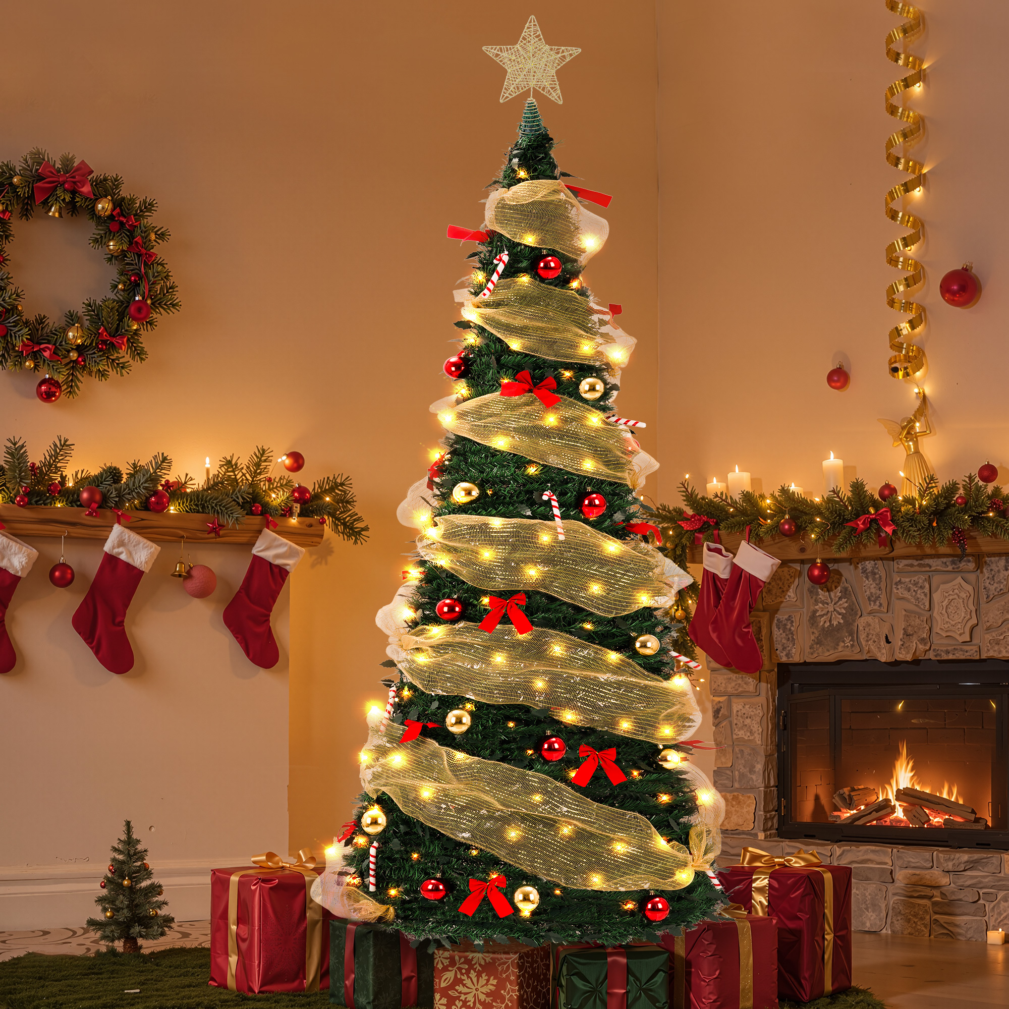 Yexmas 6ft Pop-Up Pre-Lit Christmas Tree, 300 LED Lights photo 5
