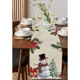 thumbnail image 4 of Beige Christmas Table Runner 72 Inches, Snowman Xmas Tree Poinsettia Snowflake Bed Runner Dresser Scarves Tabletop for Indoor Outdoor Parties/Ceremony/Banquet, 16" x 72", 4 of 8