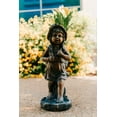 thumbnail image 2 of XBrand 24" H Faux Bronze Magnesium Oxide Walking Girl Garden Statue w/Small Flower Plant Pot, Outdoor Décor, Natural Design Sculpture, 2 of 10