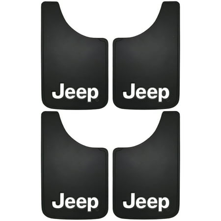 Logo Mud - 4 Piece Jeep Elite Series Logo Black 11 x 19 Mud Guards Splash Flaps Front Rear Universal