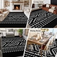 thumbnail image 6 of 5x7 Area Rugs, Black Boho Geometric Non-Skid Rubber Backing Large Rectangle Rugs - Living Room Bedroom Home Office, Vintage Southwestern Stripes Indoor Floor Mat Carpets Washable Rug, 6 of 9
