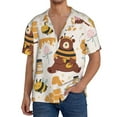 thumbnail image 3 of Disketp Men's Hawaiian Cute Bee Honey Jar Hive Bear Print Shirts Button Down Holiday Beach Shirts-Large, 3 of 7