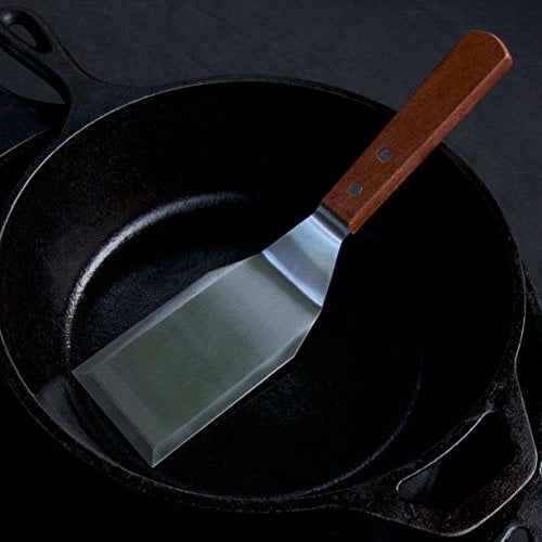 MANNKITCHEN Professional Grade Stainless Steel Spatula Perfect for Cast Iron Skillets and Flat Top Grills