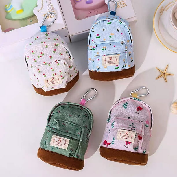 ShiYe toys store mini mochila linda bolsa de cosméticos para mujer, bolsa de maquillaje de lona floral, bolsillo para llaves, lápiz labial, tarjetero, organizador de cables de datos, bolsa con cremall