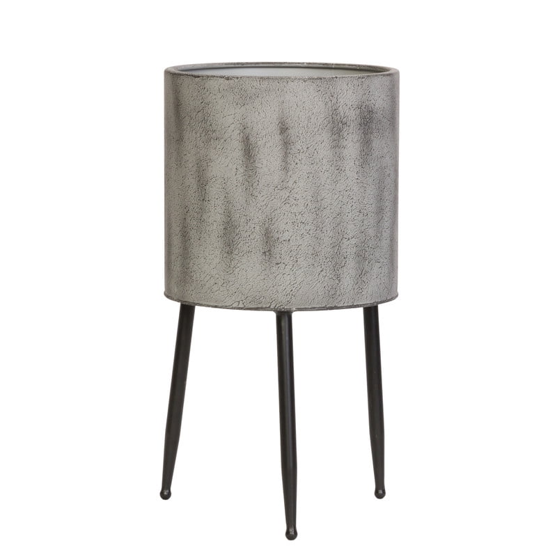 Modern Metal Planter Pot With 3-Leg Black Metal Base - Gray - 20"H x 10.5"W