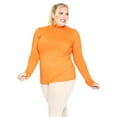 thumbnail image 2 of Stretch Is Comfort Women's Plus Size Warm Long Sleeve Turtleneck Top Orange X-Large, 2 of 6