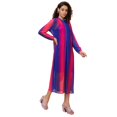 thumbnail image 2 of Globus Women Colourblocked Semi Sheer Net A-Line Midi Dress With Slip, 2 of 6