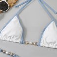 thumbnail image 5 of Nuevo traje de baño de bikini dividido a juego de color para mujer, top de bikini triangular con tiras, top de traje de baño con relleno push up y cuello halter sexy, 5 of 5