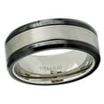 thumbnail image 1 of Men Women Titanium Wedding Band Ring 8mm Brushed Center Black Ceramic &nbsp;Beveled Edge Ring, 1 of 3