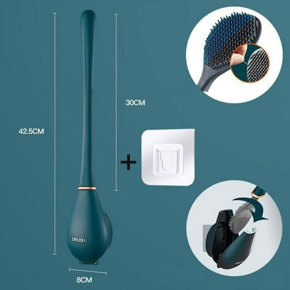 Rbaofujie Toilet Brushes Modern Home Flexible Toilet Brush,Non Punching Toilet Brush, Dead Corner Cleaning Set Bathroom Toilet Brush