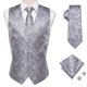 thumbnail image 1 of Chaleco de seda púrpura para boda para hombre, conjunto de gemelos y pañuelo entallado de Cachemira, chaleco sin mangas con cuello en V para fiesta, 1 of 5