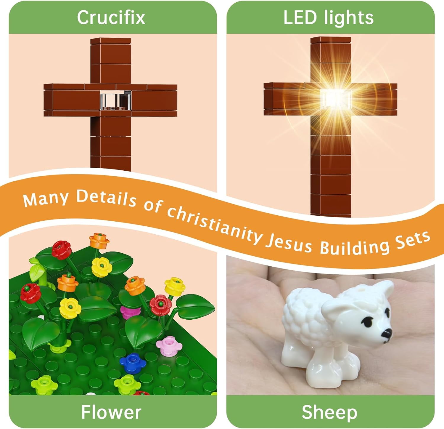 Jesus Building Block Set Shepherd God Bible Story Jesus Figures Bricks Toys Christmas Christian Gift for Adults and Kids
