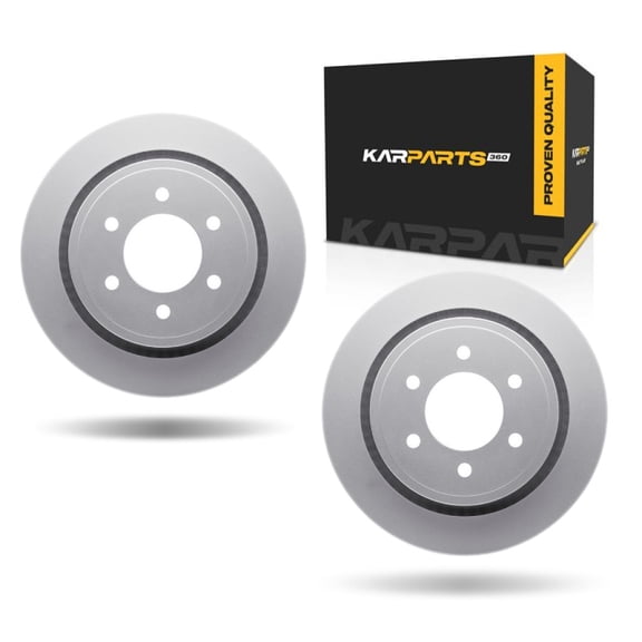 KarParts360 For Ford F-150 2012-2020 Brake Rotor Set | Rear | Plain Style | With Brake Pads