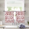 thumbnail image 3 of Farmhouse Red Semi Sheer Curtains 45 Inch Length 2 Panels Set, Vintage Flower Leaf Botanical Plant Sheer Kitchen Curtain Privacy Voile Window Curtain for Living Room Bedroom Rod Pocket Drapes, 3 of 7