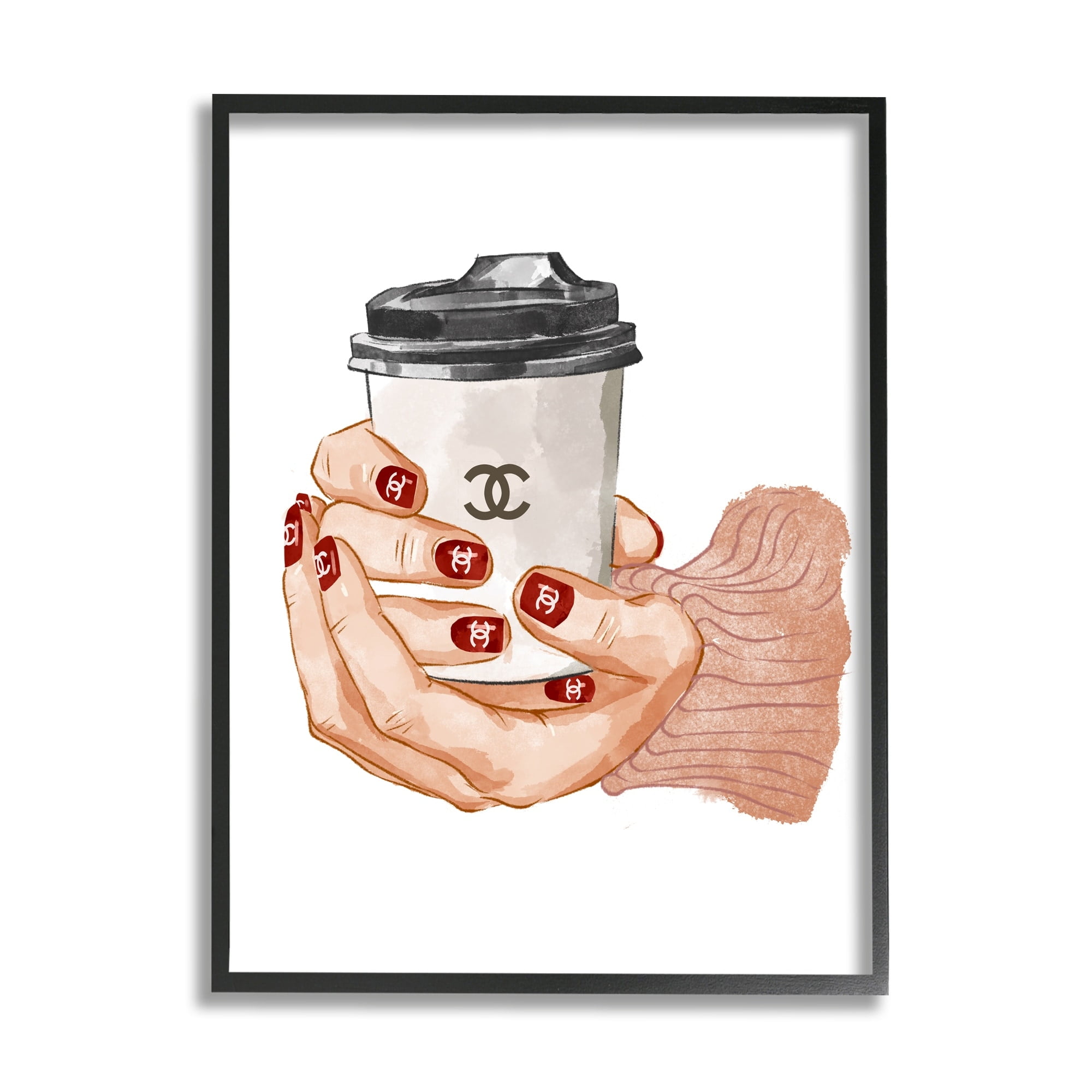 Stupell Industries Designer Logo Red Nail Polish Coffee Cup Framed Wall Art, 24 x 30, Design by Ziwei Li