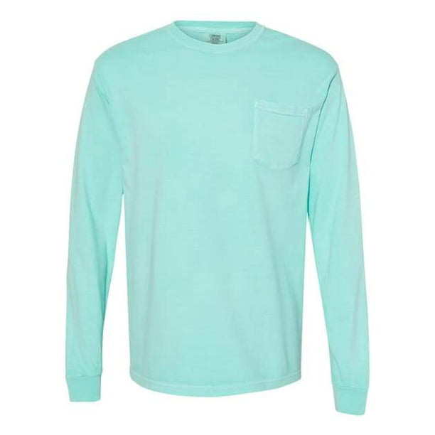 Camiseta de manga larga con bolsillo Colores Confort Comfort Colors Heavyweight Verde Menta XL