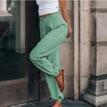 thumbnail image 6 of symoid Womens Casual Pants- Casual Solid Pants with Pocket Comfortable Tie Feet Full Length Pants Mint Green L, 6 of 8