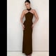 thumbnail image 4 of Vestidos Largos Formales Elegantes para Mujer, con Cuello Alto, Sin Mangas, Abertura en la Espalda, para Fiestas, Cócteles y Bodas Color Café L, 4 of 10
