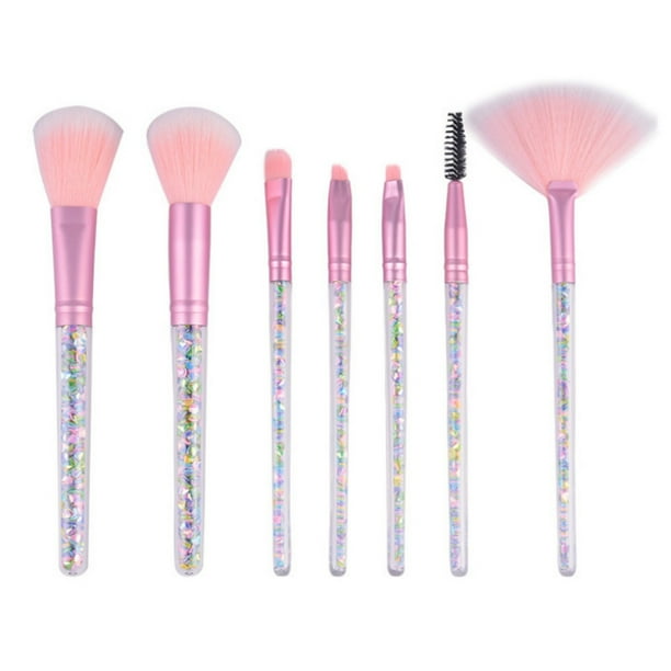 Set de brochas de maquillaje para herramientas de belleza: base, polvos, contorno y aplicador de iluminador