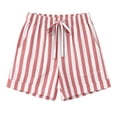 thumbnail image 5 of Cagogo Women Plus Size Drawstring High Waisted Shorts with Pockets Striped Casual Loose Workout Shorts for Summer Beach Lounge, Pink 2XL, 5 of 9