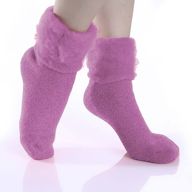 Women's Fashionable Multi Color Solid Color Comfortable Socks Winter Fleece Warm Socks