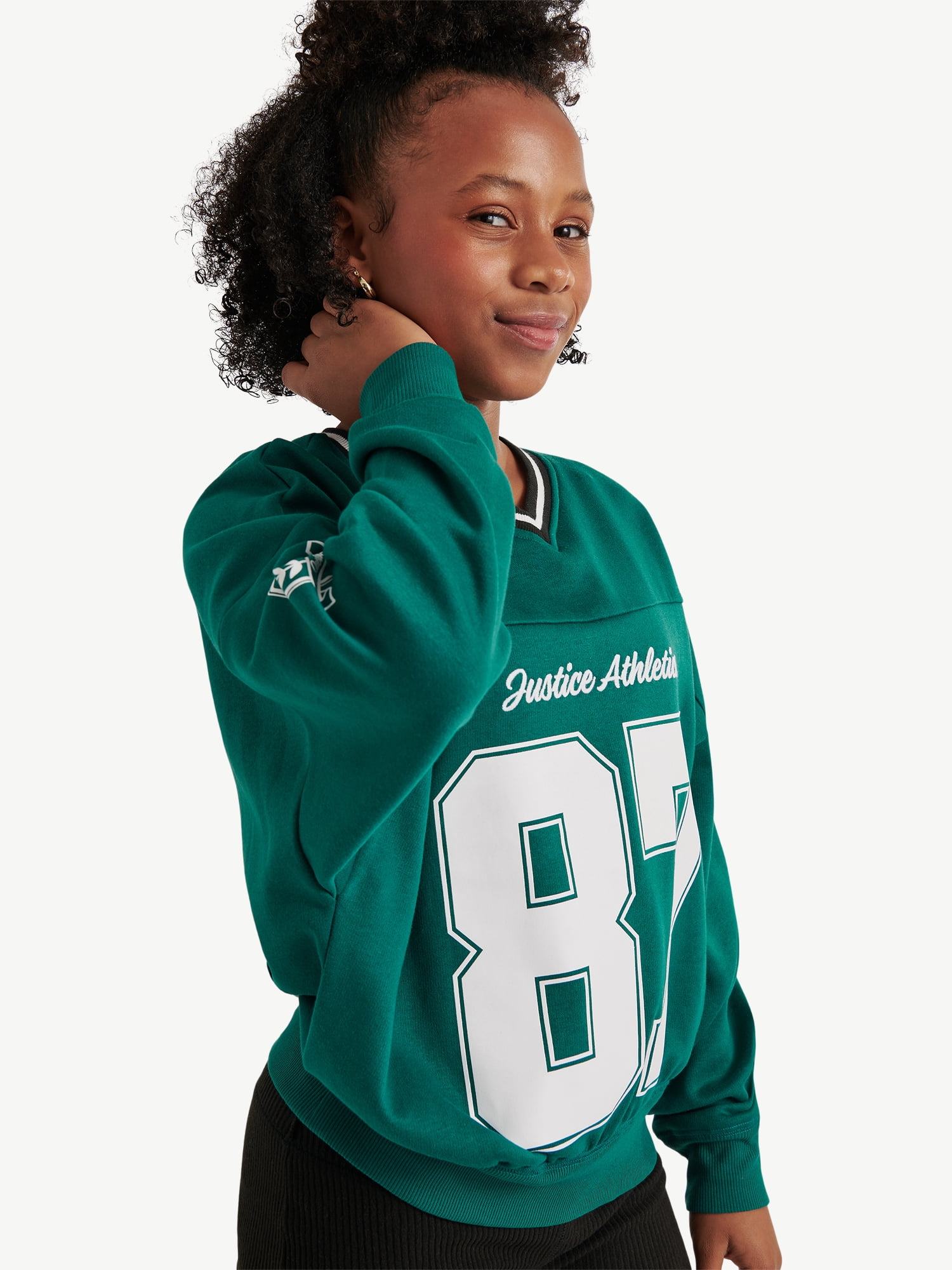 Justice Girls Varsity V-neck Sweatshirt, Sizes XS - XLP