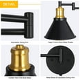 thumbnail image 4 of Oumilen SWING ARM Bedroom, Bedside Reading Wall Sconce, Brass & Black, 4 of 9