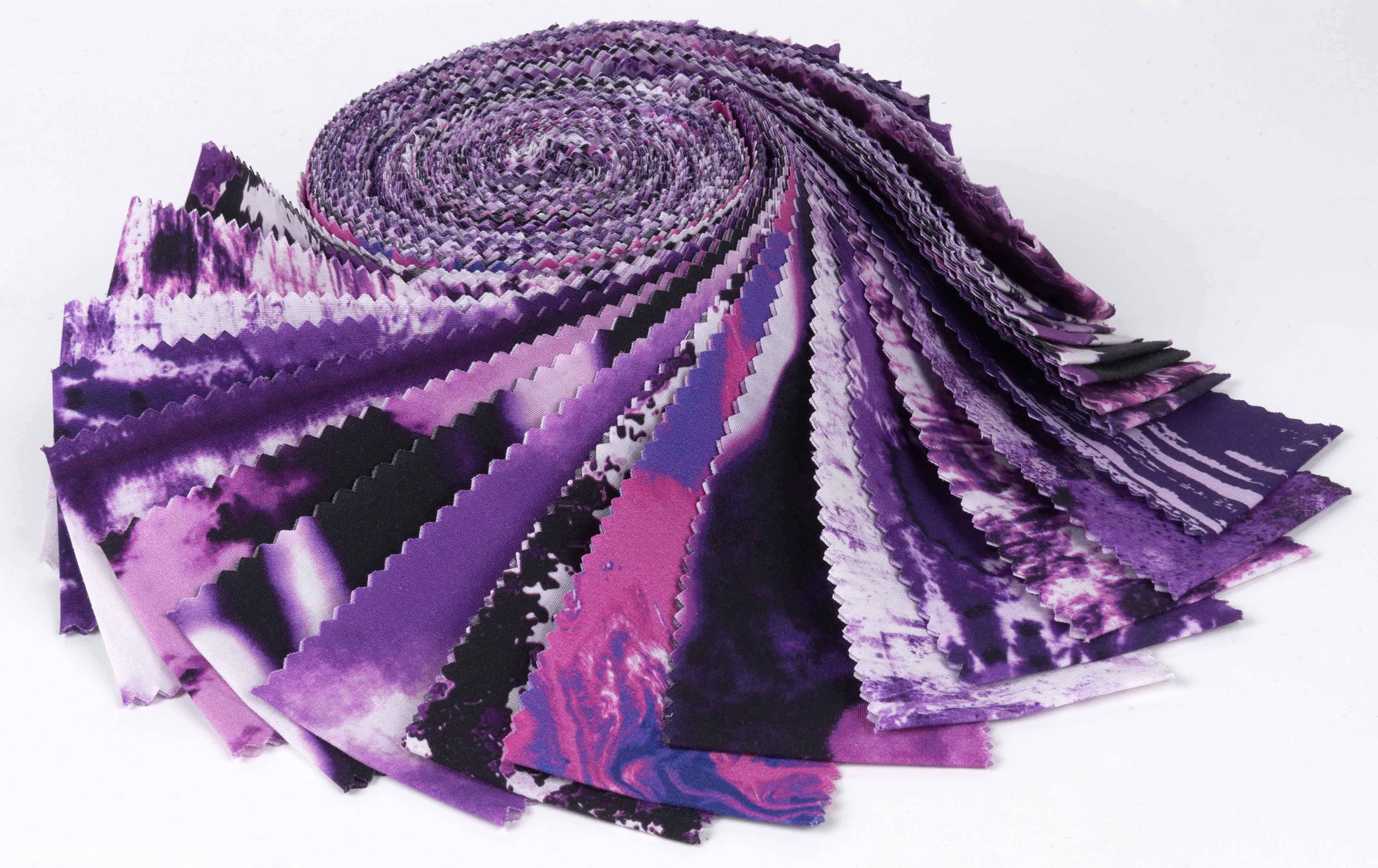 Soimoi 40Pcs Tie Dye Print Cotton Precut Fabrics For Quilting Craft Strips 2.5x42inches Jelly Roll - Purple