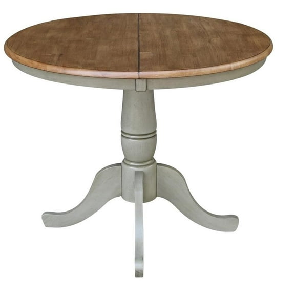 Pemberly Row 36" Round Wood Hickory/Stone Table With 12" Leaf-Dining Height