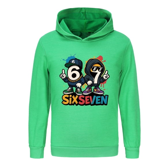 Six Seven 67 Hoodie Gamer Meme Funny Gifts for Boys Kids Steal A Brainrot Sweatshirt Cotton Long Sleeve Pullover