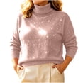 thumbnail image 3 of Women's & Plus Size Sequin Sweater, Sparkly Turtleneck Long Sleeve Relaxed Fit, Fall Winter Soft Basic Casual Tops S-5XL, 3 of 5