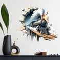 thumbnail image 2 of Adhesivos de pared con dibujos animados de trenes en 3D, locomotora de vapor para habitación de niño, 2 of 4