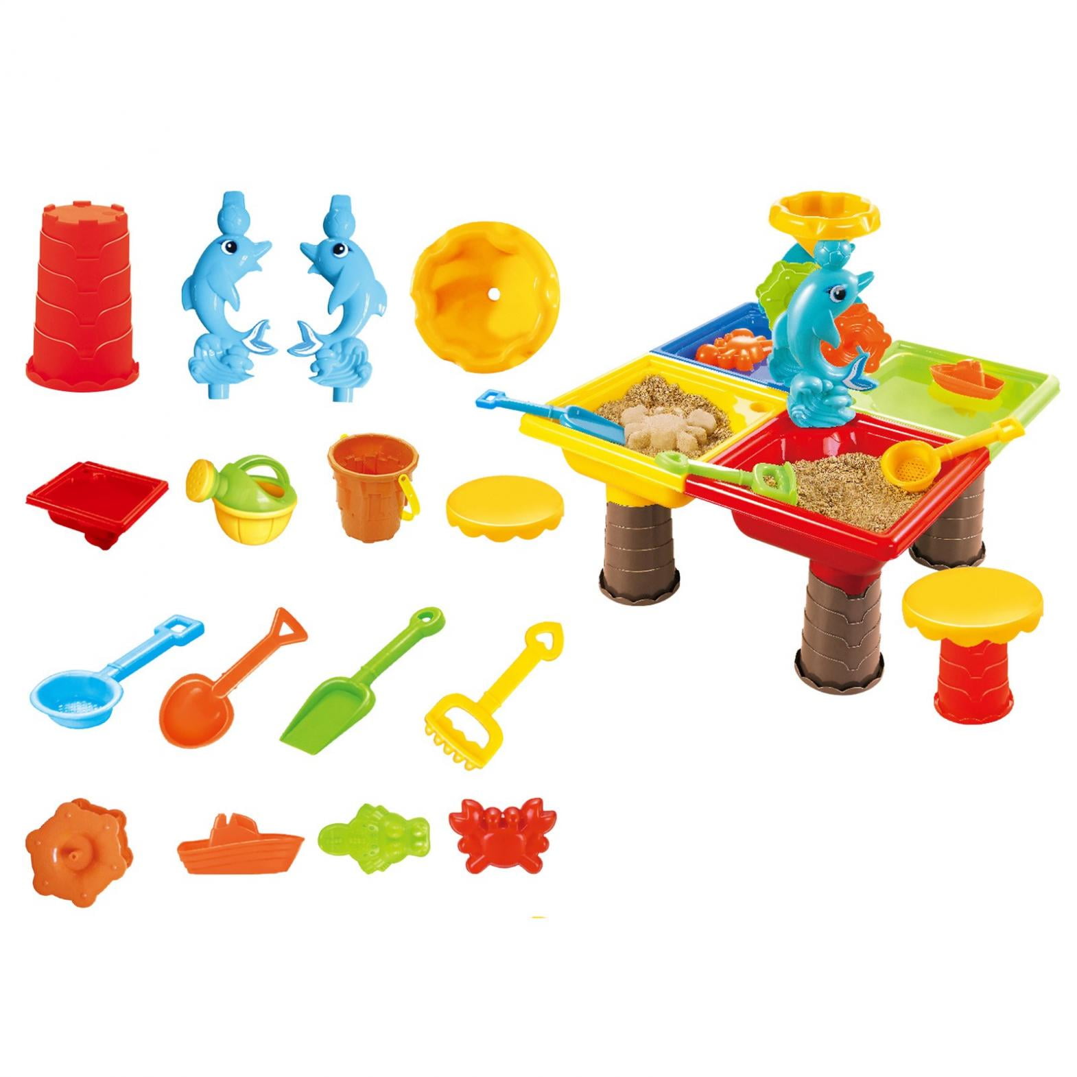 "QISIWOLE Toys Water Table for Toddlers, Sand and Water Table Beach Toys Sand Toys Set Sand