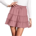 thumbnail image 2 of Paiwinds Women's Fashion Solid Color Elastic Waist Loose Pleated Ruffle Midi Skirt with Adjustable Waist, Soft Stretchy Breathable Cotton Blend for Summer Casual Daily Wear, 2 of 9