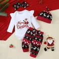 thumbnail image 7 of REgarm Baby Girl First Christmas Outfit Ruffle Long Sleeve Merry Christmas Romper Print Pants Headband Hat 4Pcs Fall Winter Clothes Sets (White,3-6 Months), 7 of 7